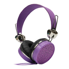 Load image into Gallery viewer, Gem Sound Purple Bling On Ear Wired Headphones