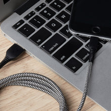 Load image into Gallery viewer, iHip 9ft PVC Black Fast Charging Lighting Braided Cable Rugged Tip Untra Strong Bend Test Certified - iPhone Charger Cable Durable USB Charging Cable Cord for iPhone/ iPad /iPod - iHip
