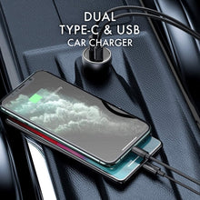 Load image into Gallery viewer, iHip Dual Type C & USB 3.1A Car Charger Black, Charging Adapter Compatible for iPhone 12/SE/11 Pro Max XS XR X 8 iPad Pro Air Mini, Samsung S10 S9 Note 20 Ultra, LG OnePlus,Pixel and More - iHip