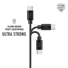 Load image into Gallery viewer, iHip 9ft PVC Black Cable Type-C Rubber Finish Bend Test Certified - Android Charger Cable for Android Samsung Galaxy S9 S10 S8 Plus Note10 9 8, Moto Z, Google Pixel, LG - iHip