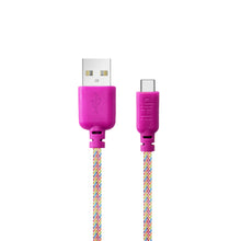 Load image into Gallery viewer, iHip Cute Cords 10ft Rainbow Braided Cable Type-C USB Sync Fiber Finish Bend Test Certified -Android Charger Cable for Android Samsung Galaxy S9 S10 S8 Plus Note10 9 8, Moto Z, Google Pixel, LG - iHip
