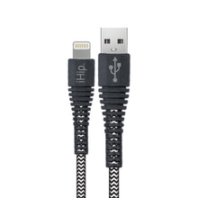 Load image into Gallery viewer, iHip 9ft PVC Black Fast Charging Lighting Braided Cable Rugged Tip Untra Strong Bend Test Certified - iPhone Charger Cable Durable USB Charging Cable Cord for iPhone/ iPad /iPod - iHip