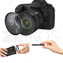 Load image into Gallery viewer, Zeikos 58MM Neutral Density Filter Set (ND2 ND4 ND8), Macro Close-Up Filter Set (+1 +2 +4 +10), Tulip Flower Lens Hood, Lens Cap and Lens Cap Keeper with Pouch and Microfiber Cloth - iHip