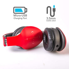 Load image into Gallery viewer, iHip Side Swipe Touch Control Wireless Bluetooth Headphones Over Ear - Foldable, Soft Memory-Protein Earmuffs, w/Built-in Mic Wired Mode PC/Cell Phones/TV - RED - Touch - Charging KIT - iHip
