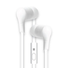 Load image into Gallery viewer, iHip Flat Cord Built in Mic Earbuds, Wired in-Ear Headphones with Tangle-Free Cord, High Quality Stereo Sound, Bass Driven Sound, Metal Earphones, Ear Bud Tips- White - iHip