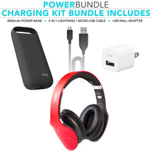 Load image into Gallery viewer, iHip Side Swipe Touch Control Wireless Bluetooth Headphones Over Ear - Foldable, Soft Memory-Protein Earmuffs, w/Built-in Mic Wired Mode PC/Cell Phones/TV - RED - Touch - Charging KIT - iHip