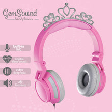 Load image into Gallery viewer, Gem Sound Tiara Pink On Ear Wired Headphones