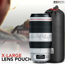 Load image into Gallery viewer, Zeikos Lens Case, Extra Large Size, Thick Protective Neoprene Pouch for DSLR Camera Lens (Canon, Nikon, Pentax, Sony, Olympus, Panasonic), Comes with a Miracle Microfiber Cloth - iHip