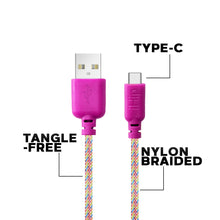 Load image into Gallery viewer, iHip Cute Cords 10ft Rainbow Braided Cable Type-C  USB Sync Fiber Finish Bend Test Certified -Android Charger Cable for Android Samsung Galaxy S9 S10 S8 Plus Note10 9 8, Moto Z, Google Pixel, LG - iHip
