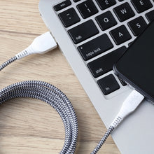 Load image into Gallery viewer, iHip Cute Cords 6ft Black & White Braided Cable Type-C USB Sync Fiber Finish Bend Test Certified -Android Charger Cable for Android Samsung Galaxy S9 S10 S8 Plus Note10 9 8, Moto Z, Google Pixel, LG - iHip