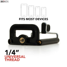 Load image into Gallery viewer, Zeikos Tripod Phone Mount Adapter, Universal 1/4 Mounting Hole Screw, Also Work with Monopod and Selfie Stick, Attachment for iPhone and Android - iHip