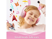 Load image into Gallery viewer, Kids Bunny Wired On-Ear headphones magnetic ears with LED lights
