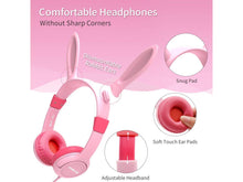 Load image into Gallery viewer, Kids Bunny Wired On-Ear headphones magnetic ears with LED lights