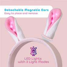 Load image into Gallery viewer, Kids Bunny Wired On-Ear headphones magnetic ears with LED lights
