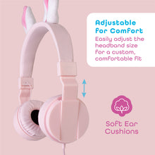 Load image into Gallery viewer, Kids Bunny Wired On-Ear headphones magnetic ears with LED lights