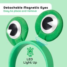Load image into Gallery viewer, Kids Freddy Frog Wired On-Ear headphones magnetic eyes with LED lights
