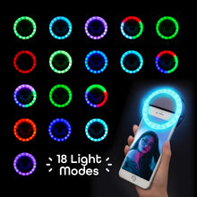 Load image into Gallery viewer, iHip Clip-on Selfie Ring Light Battery Operated with 18LED for Smart Phone Camera Round Shape