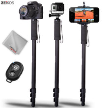 Load image into Gallery viewer, Zeikos 67 Inch Camera Monopod Bundle for Canon, Nikon, Sony, Samsung, Olympus, Panasonic, Pentax, and All Digital Cameras, Includes Miracle Fiber Microfiber Cleaning Cloth and Carrying Bag - iHip