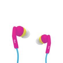 Load image into Gallery viewer, iHip Fashionable Soft Cord Built in Mic Earbuds, Wired in-Ear Headphones with Tangle-Free Cord, Noise Isolating, Bass Driven Sound, Ear Bud Tips- Multicolor - iHip