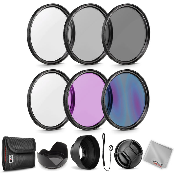 Zeikos 52MM Neutral Density Filter Set (ND2 ND4 ND8), Multi-Coated UV-CPL-FLD Filter Set, Tulip Flower, and Rubber Collapsible Lens Hood, Lens Cap and Lens Cap Keeper with Pouch and Microfiber Cloth - iHip