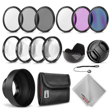 Load image into Gallery viewer, Zeikos 52MM Multi-Coated UV-CPL-FLD-ND2-ND4-ND8 Professional Lens Filter Kit, Macro Close-Up Filter Set (+1 +2 +4 +10), Lens Cap and Lens Cap Keeper with Pouch and Microfiber Cloth - iHip
