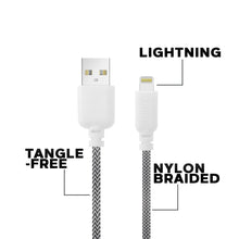 Load image into Gallery viewer, iHip Cute Cords 10ft  Black &amp; White Braided MFI Lighting USB Sync Cable Bend Test Certified - iPhone Charger Cable for iPhone/ iPad /iPod - iHip
