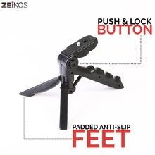 Load image into Gallery viewer, Zeikos Mini Tripod Tabletop Stand w/Soft Pistol Grip, Stable and Secure Camera Plateform, for DSLR, Audio Recorder and Video, Comes with Miracle Fiber Cloth - iHip