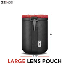 Load image into Gallery viewer, Zeikos Lens Case, Large Size, Thick Protective Neoprene Pouch for DSLR Camera Lens (Canon, Nikon, Pentax, Sony, Olympus, Panasonic) + Free MiracleFiber Cleaning Cloth - iHip