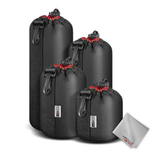 Load image into Gallery viewer, Zeikos Lens Pouch Set, 4 Pack Lens Cases, Thick Protective Neoprene Pouch Set for DSLR Camera Lens- Includes: Small, Medium, Large, Extra Large Pouches and a Miracle Microfiber Cloth - iHip
