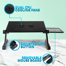 Load image into Gallery viewer, iHip Adjustable Laptop Table Stand with 2 CPU Cooling Fans

