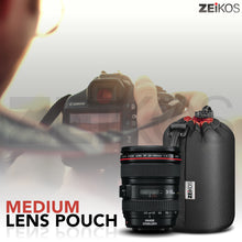 Load image into Gallery viewer, Zeikos Lens Case, Medium Size, Thick Protective Neoprene Pouch for DSLR Camera Lens (Canon, Nikon, Pentax, Sony, Olympus, Panasonic), Comes with a Miracle Microfiber Cloth - iHip