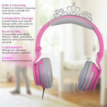 Load image into Gallery viewer, Gem Sound Tiara Pink On Ear Wired Headphones