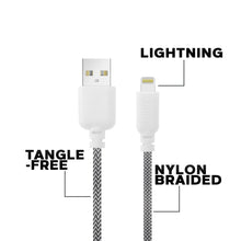 Load image into Gallery viewer, iHip Cute Cords 6ft  Black & White Braided MFI Lighting USB Sync Cable Bend Test Certified - iPhone Charger Cable for iPhone/ iPad /iPod - iHip