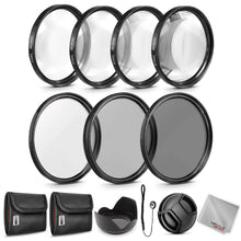 Load image into Gallery viewer, Zeikos 52MM Neutral Density Filter Set (ND2 ND4 ND8), Macro Close-Up Filter Set (+1 +2 +4 +10), Tulip Flower Lens Hood, Lens Cap and Lens Cap Keeper with Pouch and Microfiber Cloth - iHip
