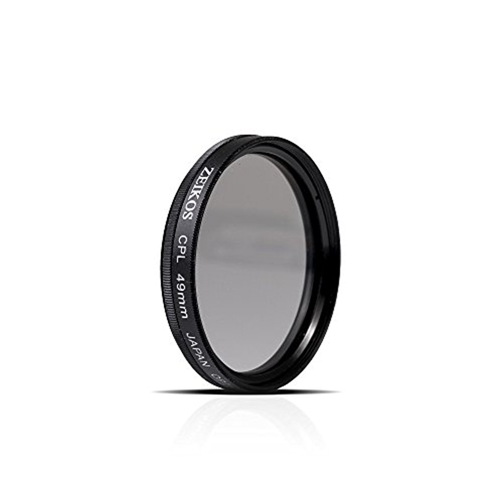 Zeikos 49mm CPL Circular Polarizer Multi-Coated Glass Filter w/ Rotating Mount For Canon EF 50mm f/1.8 STM, Pentax 100mm f/2.8, Sony 50mm f/1.8 & Sony Alpha SEL1855 E-mount 18-55mm Lens - iHip