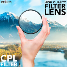 Load image into Gallery viewer, Zeikos 52MM Multi-Coated UV-CPL-FLD Professional Lens Filter Kit, Includes Miracle Fiber Cloth and Carry Pouch, Set for Nikon and Canon Lenses with a 52 MM Filter Size - iHip
