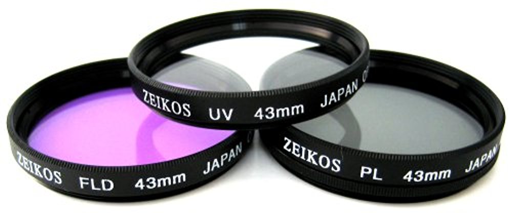 Zeikos 43mm Multi-Coated 3-piece Glass Filter Set (UV, Fluorescent, Circular Polarizer) For Canon Vixia HF R80, HF R82, HF R800, HF R70, HF R72, HF R700, HFM40, HFM41, HFM52, HFM400 & HFM500 Camcorder - iHip