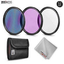 Load image into Gallery viewer, Zeikos 52MM Multi-Coated UV-CPL-FLD Professional Lens Filter Kit, Macro Close-Up Filter Set (+1 +2 +4 +10), Lens Cap and Lens Cap Keeper with Pouch and Microfiber Cloth - iHip
