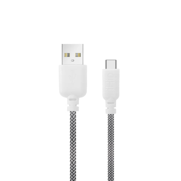 iHip Cute Cords 10ft Black & White Braided Cable Type-C  USB Sync Fiber Finish Bend Test Certified -Android Charger Cable for Android Samsung Galaxy S9 S10 S8 Plus Note10 9 8, Moto Z, Google Pixel, LG - iHip