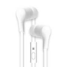 Load image into Gallery viewer, iHip Flat Cord Built in Mic Earbuds, Wired in-Ear Headphones with Tangle-Free Cord, High Quality Stereo Sound, Bass Driven Sound, Metal Earphones, Ear Bud Tips- White - iHip
