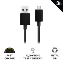 Load image into Gallery viewer, iHip 3ft PVC Micro USB High-Speed Data and Charging Cable Black for Samsung Galaxy, Samsung Note, LG, Nexus, Nokia, PS4, Xbox One Controller - iHip
