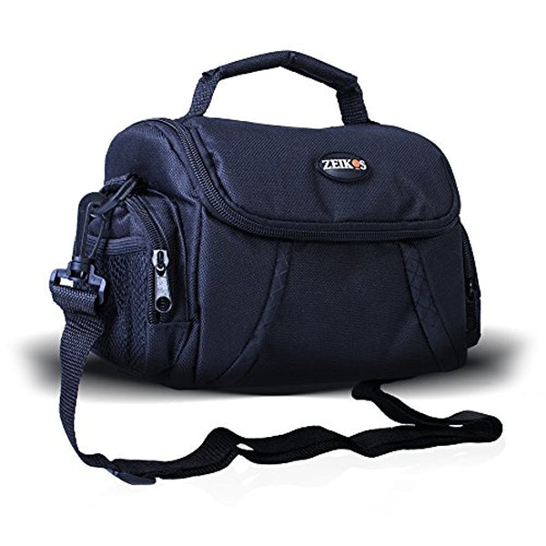 Zeikos ZE-CA48B Deluxe Padded Soft Medium Camera Case For Canon Digital EOS Rebel SL1, T1i, T2i, T3, T3i, T4i, T5, T5i, T6i, T6s, EOS 60D, EOS 70D, 50D, 40D, 30D, EOS 5D, EOS 5Ds, EOS 5D Mark III, EOS 6D, EOS 7D, EOS 7D Mark II, EOS-M /and  for NIKON D300 - iHip