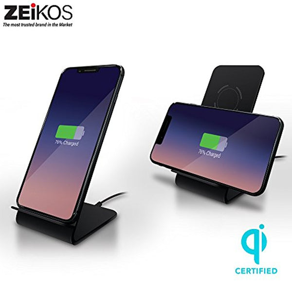 Zeikos 10W Fast Wireless Charger Charging Pad Stand Wireless Charger for Galaxy S9/S9 Plus Note 8/5 S8/S8 Plus S7/S7 Edge S6 Edge Plus, 5W Standard Charge for iPhone X/8/8 Plus - iHip