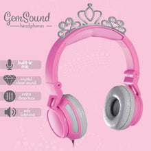 Load image into Gallery viewer, Gem Sound Tiara Pink On Ear Wired Headphones
