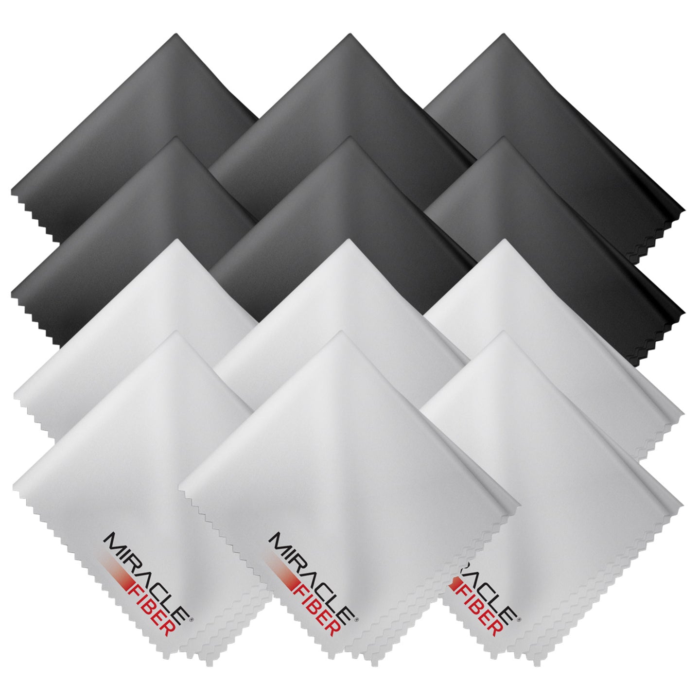 Miracle Fiber Microfiber Cleaning Cloths (12 Pack- 6 black & 6 Grey)