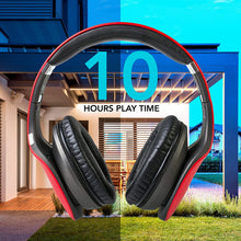 Load image into Gallery viewer, iHip Side Swipe Touch Control Wireless Bluetooth Headphones Over Ear - Foldable, Soft Memory-Protein Earmuffs, w/Built-in Mic Wired Mode PC/Cell Phones/TV - RED - Touch - Charging KIT - iHip
