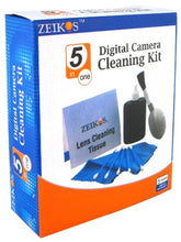 Load image into Gallery viewer, Zeikos 5 Piece Professional Cleaning Kit with Brush, Microfiber Cloth, Fluid &amp; Tissue for DSLR Cameras (Canon, Nikon, Pentax &amp; Sony), Video Cameras, GPS, Binoculars, &amp; Cell Phones - iHip
