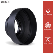 Load image into Gallery viewer, Zeikos 58mm Deluxe Collapsible Rubber Lens Hood w/3 Stages, includes Miracle Fiber Microfiber Cloth - iHip
