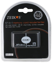 Load image into Gallery viewer, Zeikos ZE-CR201 57-in-1 USB 2.0 Flash Memory Card Reader for SD/SDHC/SDXC/MS/CF, Fast and easy data transfer between cards and PC - iHip
