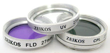 Load image into Gallery viewer, Zeikos 27mm Multi-Coated, High Definition Glass 3 Piece High Resolution Glass Filter Kit (UV, Fluorescent, Circular Polarizer) - iHip
